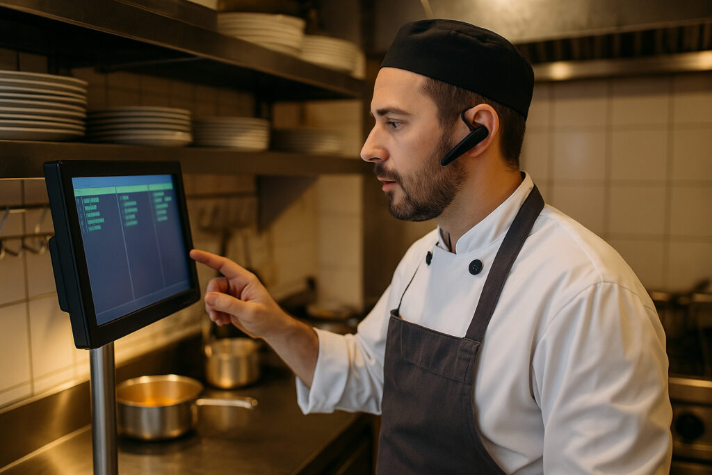 Chef with bluetooth headset